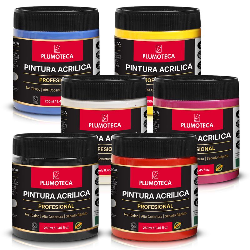 Pack 6 colores × 250 ml PLUMOTECA