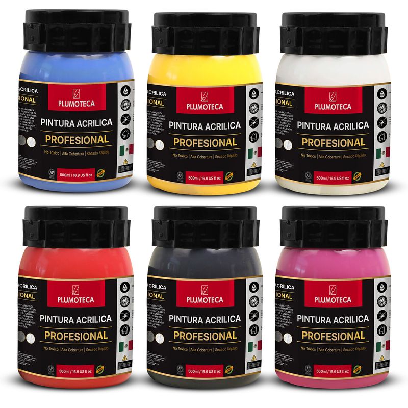 Pack 6 colores × 500 ml PLUMOTECA